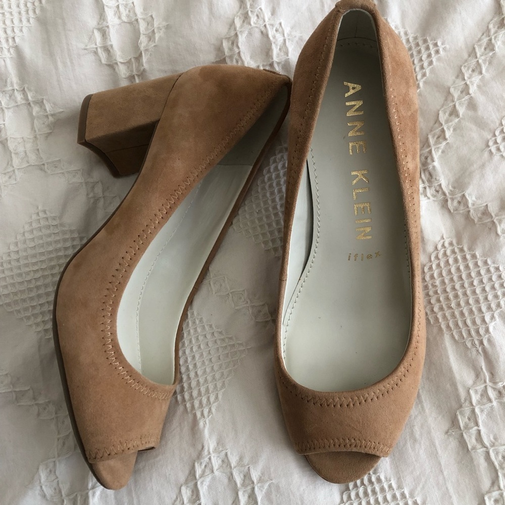 Nude Suede Anne Klein Heels
